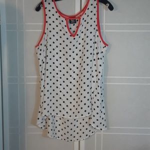 Bobeau sleeveless polka dot tunic L